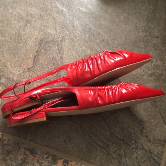 Aldo red patent ruched front slingback pointy toe flats size 10 brand new - Picture 12 of 12
